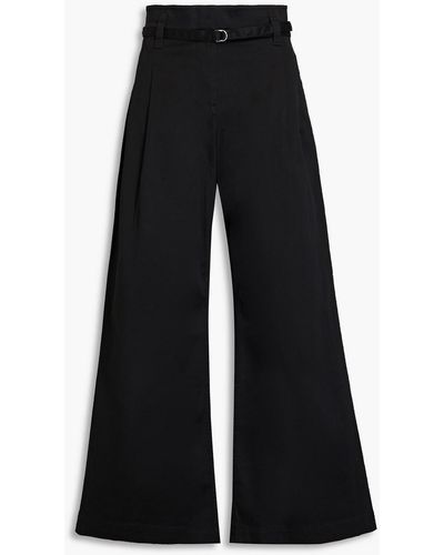 Proenza Schouler Cotton-blend Twill Wide-leg Trousers - Black