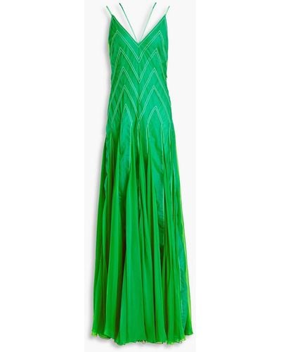 Valentino Garavani Embroidered Silk-chiffon And Tulle Gown - Green