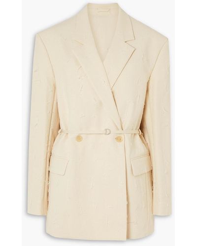 Acne Studios Double-breasted Frayed Cotton-blend Blazer - Natural