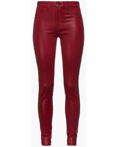 L'Agence Margeurite Coated High-rise Skinny Jeans - Red