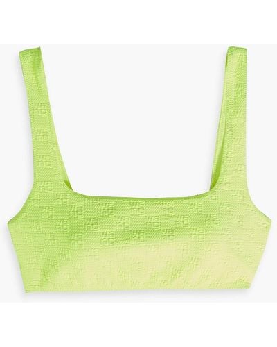 T By Alexander Wang Neon Stretch-jacquard Bikini Top - Green