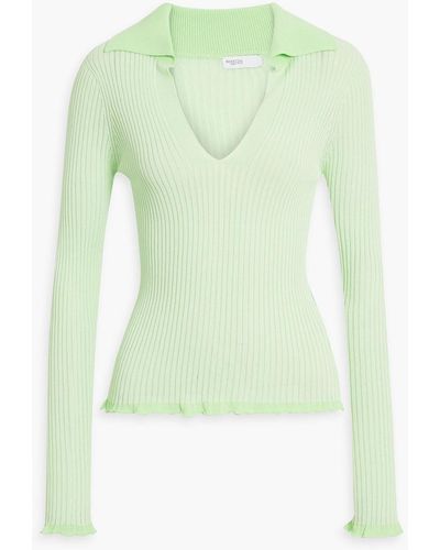 Rosetta Getty Ribbed-knit Polo Sweater - Green
