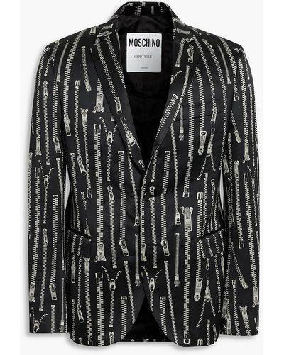 Moschino Printed Cotton-blend Blazer - Black