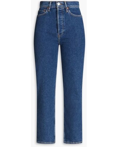 RE/DONE 70s Stove Pipe Cropped High-rise Straight-leg Jeans - Blue