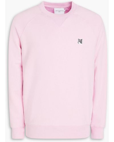 Maison Kitsuné Embroidered French Cotton-terry Sweatshirt - Pink