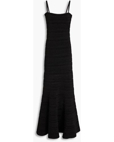 Hervé Léger Metallic Ribbed-knit Gown - Black