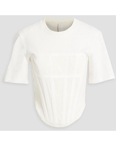 Dion Lee Cropped Ribbed Cotton-jersey T-shirt - White