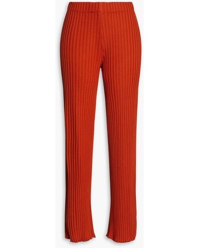 Simon Miller Ribbed Stretch-micro Modal Wide-leg Pants - Red