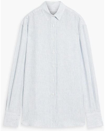 Another Tomorrow Striped Linen Shirt - White