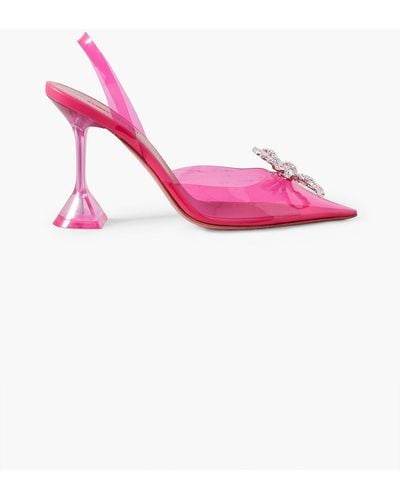 AMINA MUADDI Rosie Crystal-embellished Bow-detailed Pvc Slingback Court Shoes - Pink