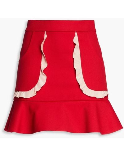 RED Valentino Ruffled Twill Mini Skirt - Red