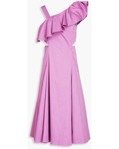 Veronica Beard Beilla Ruffled Cotton-blend Poplin Midi Dress - Pink