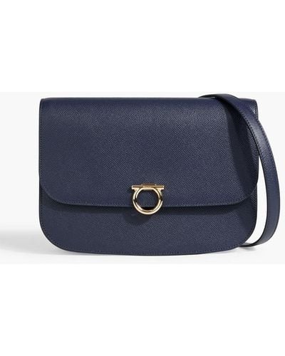 Ferragamo Pebbled-leather Shoulder Bag - Blue
