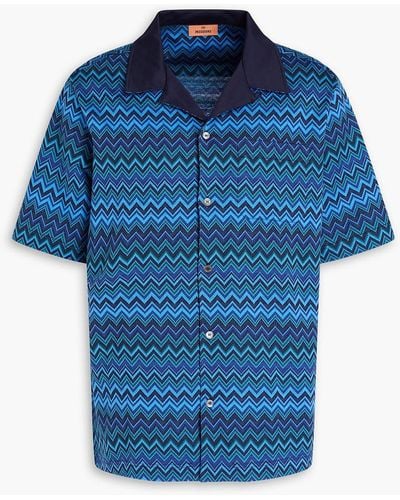 Missoni Crochet-knit Cotton Shirt - Blue