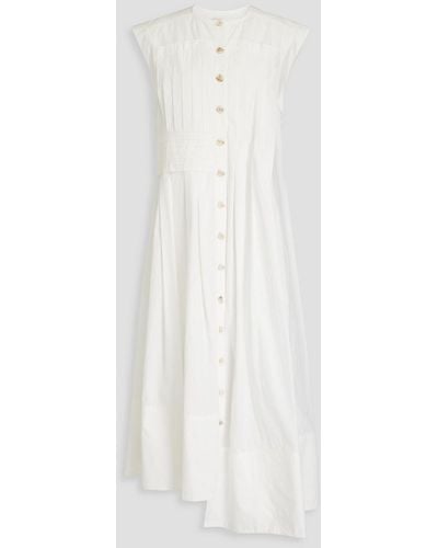 Aje. Midsummer Pleated Cotton-poplin Midi Shirt Dress - White