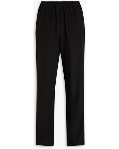Eskandar Silk-crepe Tapered Trousers - Black