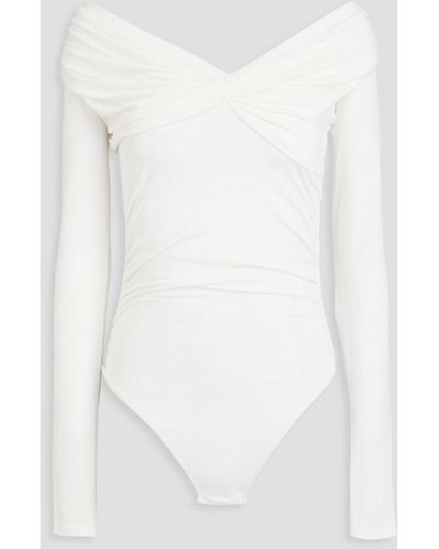 TOVE Off-the-shoulder Twisted Stretch-jersey Bodysuit - White