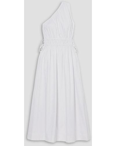 Faithfull The Brand La Ora One-shoulder Gathered Cotton-poplin Midi Dress - White