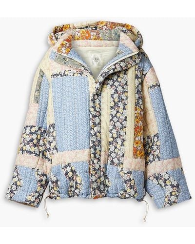 Sea Sydney Patchwork Quilted Cotton Hooded Jacket - Blue