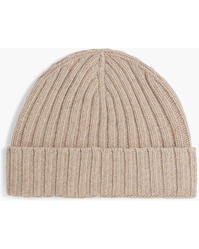 Iris & Ink Leslie Ribbed Cashmere And Wool-blend Beanie - Natural
