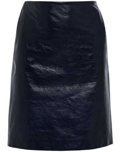 Theory Clean Glossed Textured-leather Mini Skirt - Blue