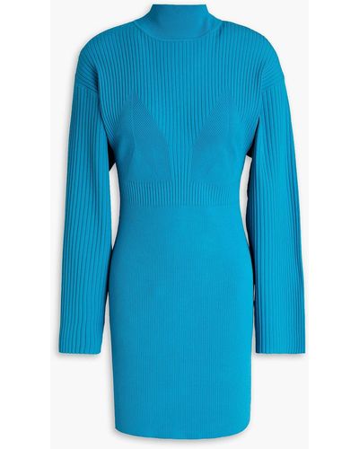 Hervé Léger Ribbed-knit Mini Dress - Blue