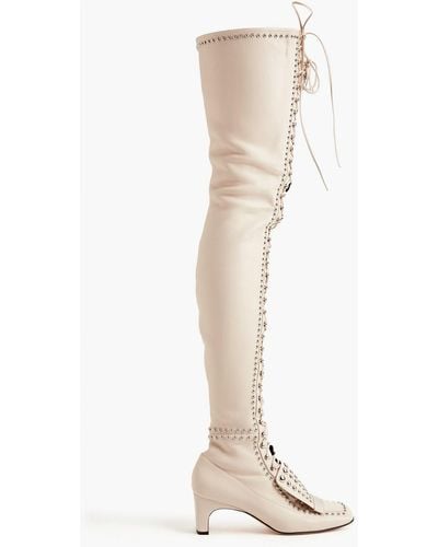 Sergio Rossi Sr1 Studded Stretch-leather Thigh Boots - White