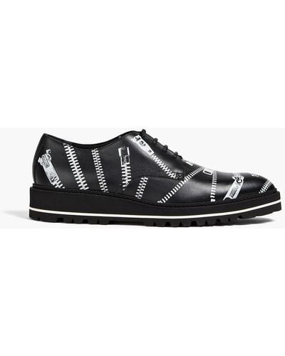 Moschino Printed Leather Derby Shoes - Black