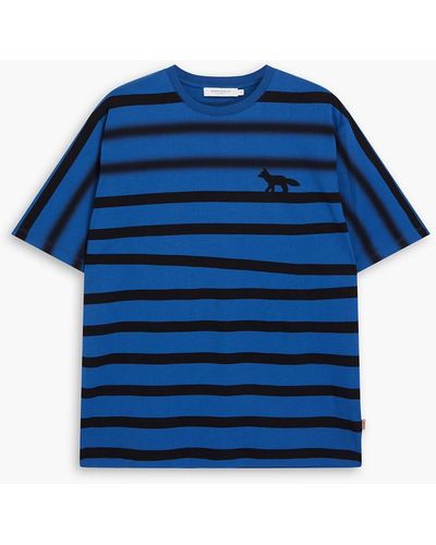 Maison Kitsuné Kajsa Striped Cotton-jersey T-shirt - Blue