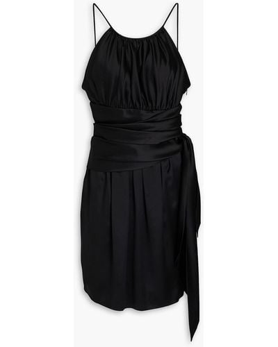 Emporio Armani Draped Silk-satin Mini Dress - Black