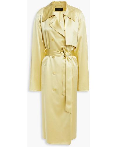 JOSEPH Belted Silk-satin Trench Coat - Yellow