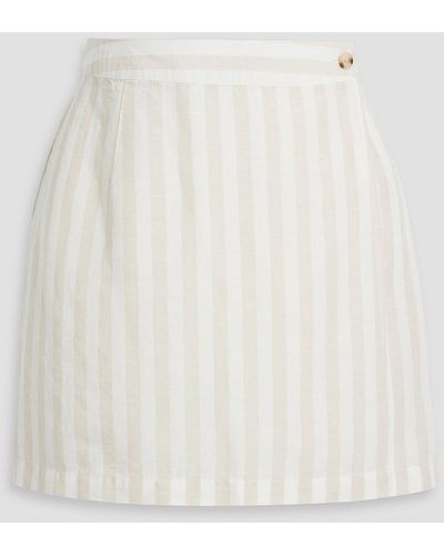 Onia Striped Linen-blend Mini Wrap Skirt - White