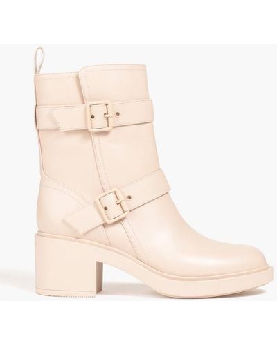 Gianvito Rossi Buckled Leather Ankle Boots - Natural
