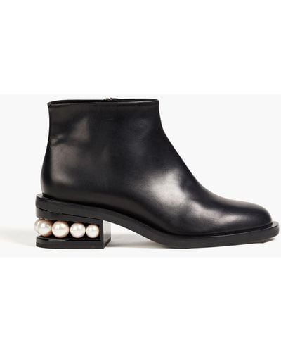 Nicholas Kirkwood Embellished Leather Ankle Boots - Black