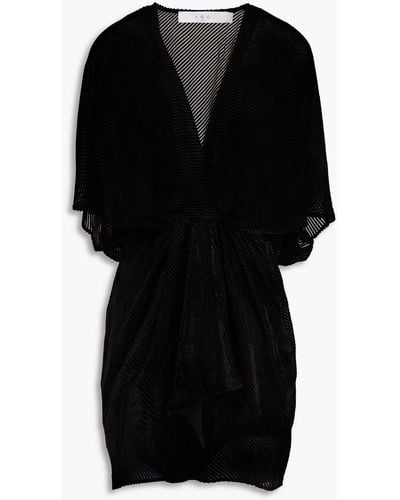 IRO Zely beflocktes minikleid aus voile mit wickeleffekt - Schwarz