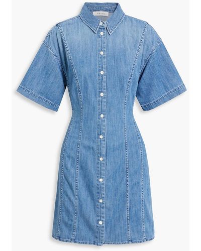 FRAME Shirred Denim Mini Dress - Blue