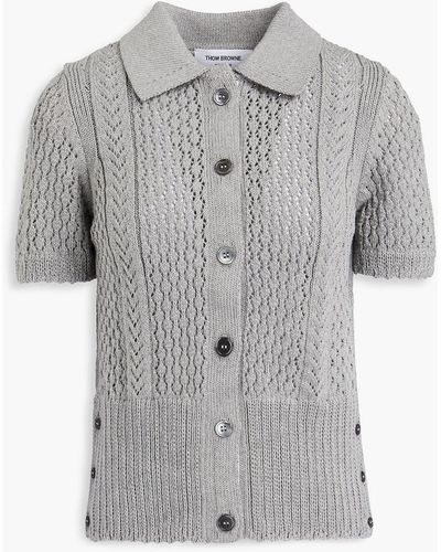 Thom Browne Pointelle-knit Cotton Cardigan - Grey