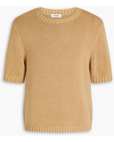 Sandro Cotton And Silk-blend Sweater - Natural
