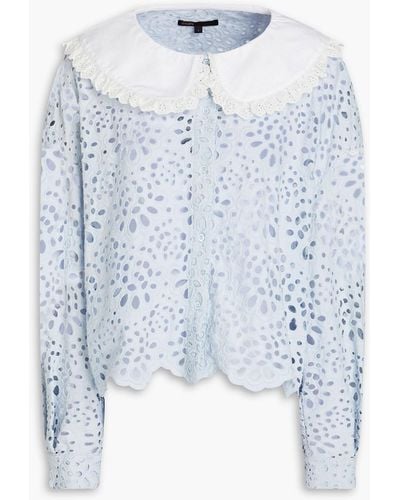Maje Bluse aus baumwolle mit lochstickerei - Blau