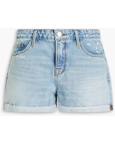 FRAME Le Brigette Distressed Denim Shorts - Blue