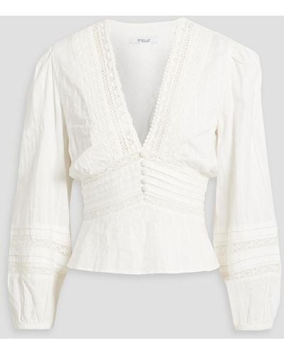10 Crosby Derek Lam Rania Lace-trimmed Pintucked Cotton-gauze Blouse - White
