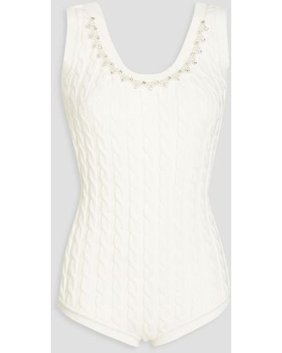 Simone Rocha Embellished Cable-knit Bodysuit - White