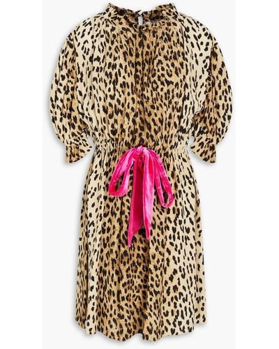 Valentino Garavani Leopard-print Silk Crepe De Chine Mini Dress - Multicolour