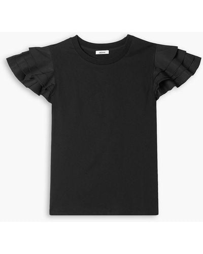 Jason Wu Poplin-trimmed Cotton-jersey Top - Black