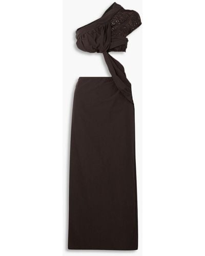 Christopher Esber One-shoulder Fringed Crepe Maxi Dress - Black