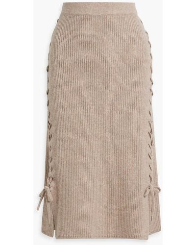 Altuzarra Lace-up Merino Wool-blend Midi Skirt - Natural