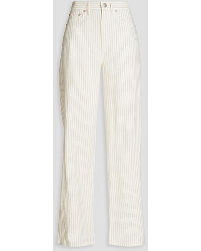 Rag & Bone Logan Pinstriped Linen-blend Straight-leg Trousers - White