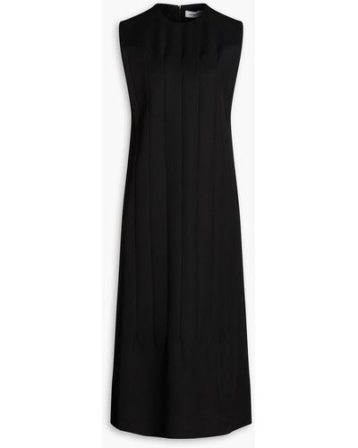 LE17SEPTEMBRE Pleated Wool-blend Twill Midi Dress - Black