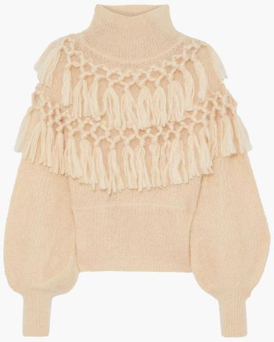 Zimmermann Ladybeetle Tasseled Brushed Mohair And Silk-blend Sweater - Natural
