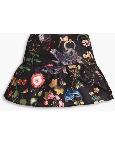 RED Valentino Skirt-effect Printed Faille Shorts - Black